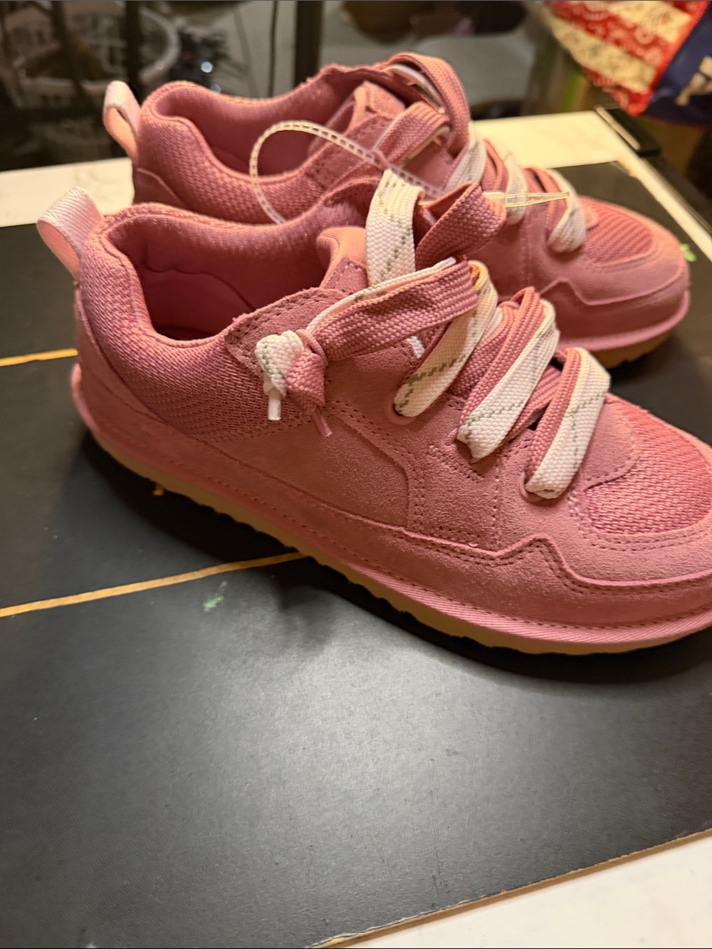 UGG Pink Kids Lace-Up Sneakers